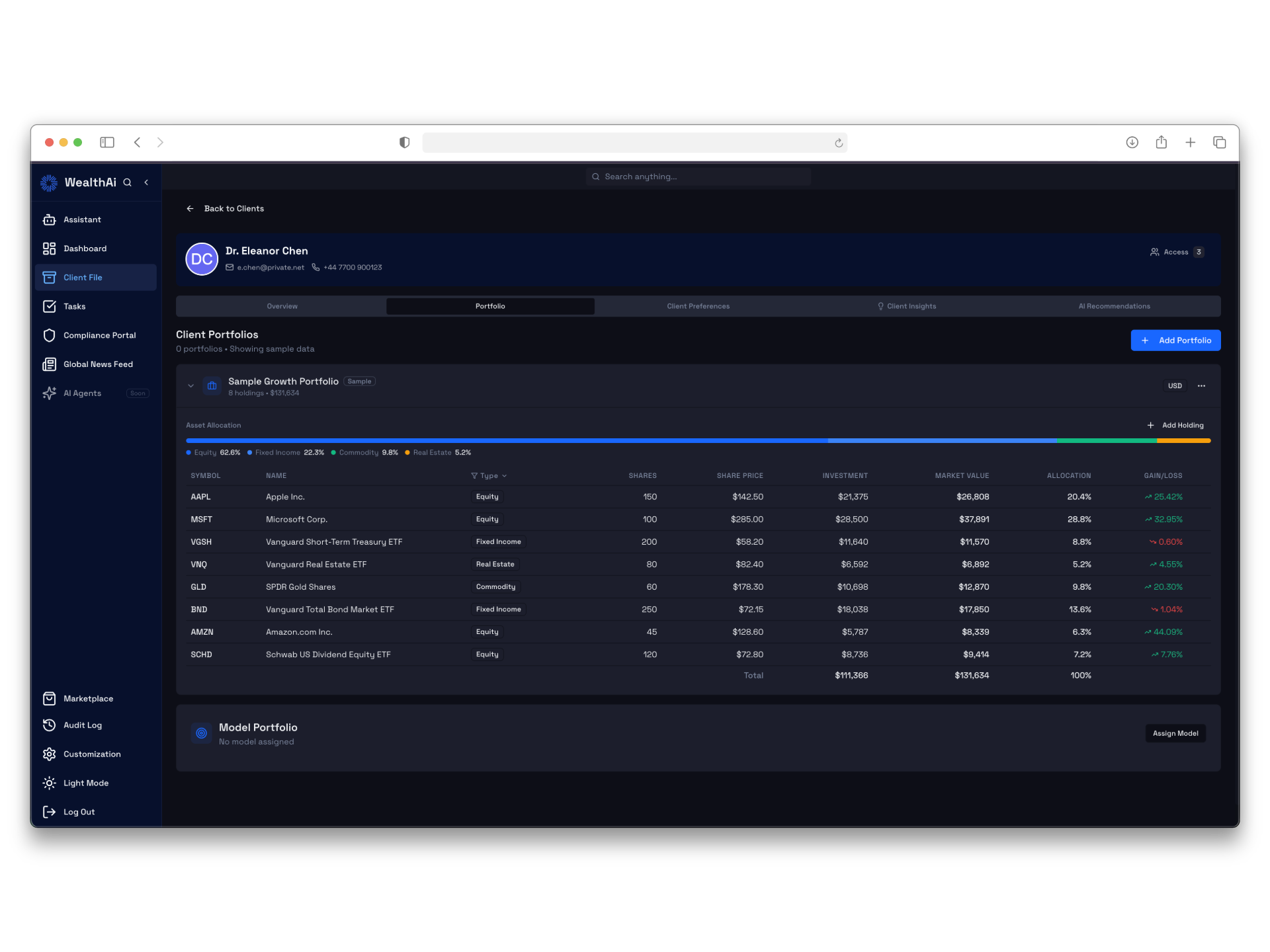 Client Advisory Agent family office view